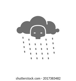 Icono de gris de lluvia radiactiva. Aislado sobre fondo blanco