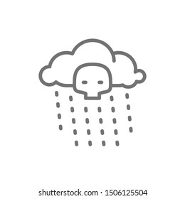 Radioactive rain line icon. Isolated on white background