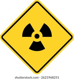 Radioactive road sign. Black on yellow diamond background. Traffic signs and symbols.