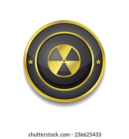 Radioactive Sign Gold Vector Icon Button