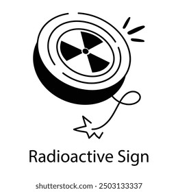 A radioactive sign icon in doodle style