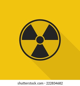 radioactive sign icon with long shadow