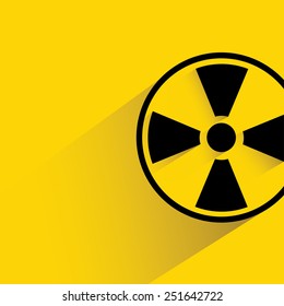 radioactive sign on yellow background, flat and shadow theme