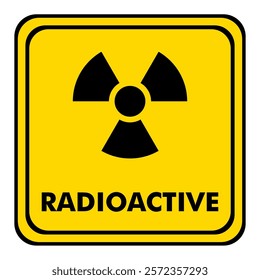 radioactive sign on yellow board. illustration of radioactive.