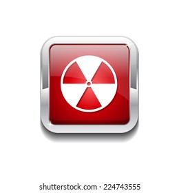 Radioactive Sign Red Vector Icon Button