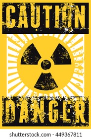 Radioactive Sign. Typographic Vintage Grunge Style Poster. Retro Vector Illustration.