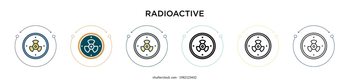Radioactive signal icon in filled, thin line, outline and stroke style. Vector illustration of two colored and black radioactive signal vector icons designs can be used for mobile, ui, web