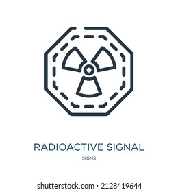 radioactive signal thin line icon. radioactive, hazard linear icons from signs concept isolated outline sign. Vector illustration symbol element for web design and apps.
