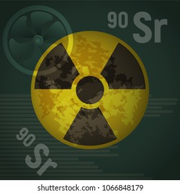 Radioactive strontium. Sr vector illustration. Sign warning of the danger.