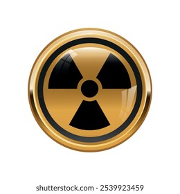 radioactive symbol 3d golden metal