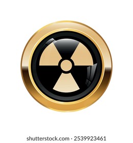 radioactive symbol 3d golden metal