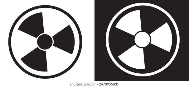 Radioactive symbol black icon set.