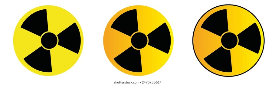 Radioactive symbol color and black icon set.