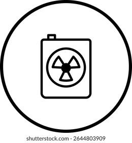 Radioactive Symbol Encased in a Protective Container Icon in a Circular Frame