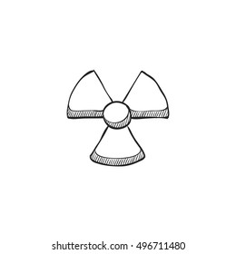 Radioactive symbol icon in doodle sketch lines. Science research energy nuclear waste