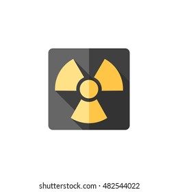 Radioactive symbol icon in flat color style. Science research energy nuclear waste