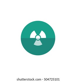 Radioactive symbol icon in flat color circle style. Science research energy nuclear waste