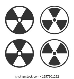 Radioactive symbol icon set. Nuclear radiation warning sign collection. Atomic energy logo label. Vector illustration image. Isolated on white background.