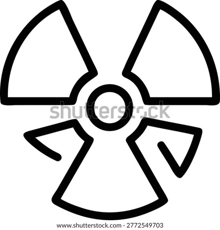 Radioactive symbol icon, warning hazard sign, danger alert pictogram, caution symbol, atomic energy.