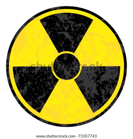 radioactive symbol. Vector grunge icon.