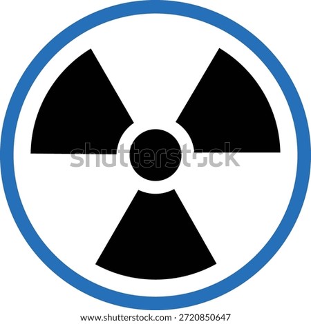 Radioactive symbol warning sign in black and blue circle radiation warning hazard symbol