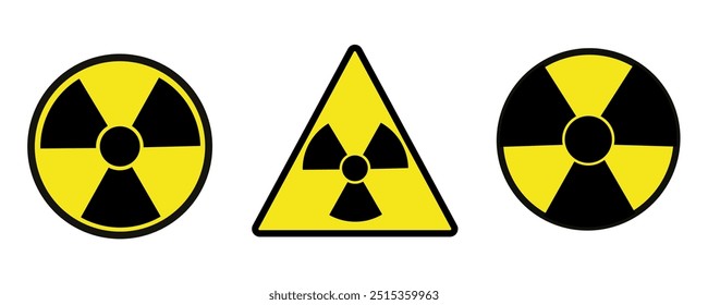 Símbolo Radioativo Conjunto de Ícones de Cor Amarela e Preta