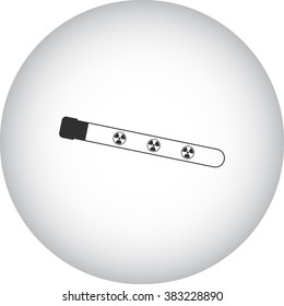 Radioactive test tube simple icon  on round background
