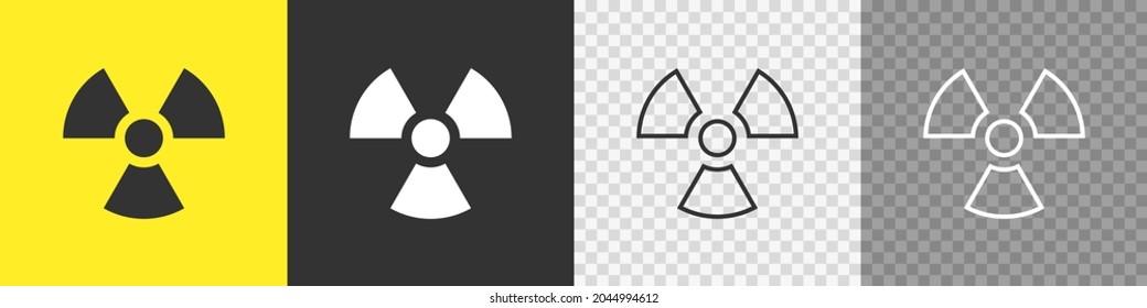 Radioactive toxic nuclear set icons on white background. Flat vector illustration