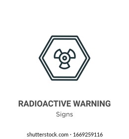Radioactive warning outline vector icon. Thin line black radioactive warning icon, flat vector simple element illustration from editable signs concept isolated stroke on white background