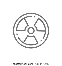 Radioactive warning sign, radiation, nuclear line icon.