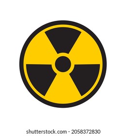 Radioactive warning yellow circle sign. Radioactivity warning vector symbol.
