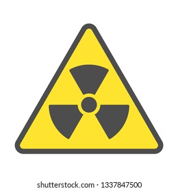 Radioactive warning yellow triangle sign. Radioactivity warning vector symbol.