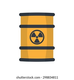 Radioactive waste in barrel, flat style  vector illustration,eps 10.