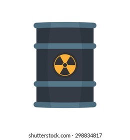 Radioactive waste in barrel, flat style  vector illustration,eps 10.