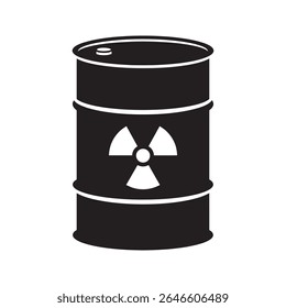 Ícone de glifo do cilindro de resíduos radioativos com símbolo nuclear para material perigoso e material tóxico vetor de eliminação ilustração vetor ícone de glifo sólido
