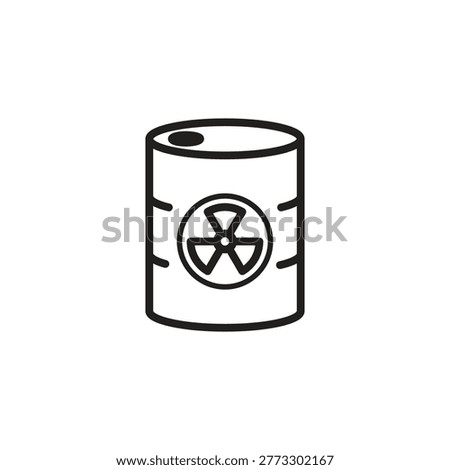 Radioactive waste barrel icon with hazard symbol