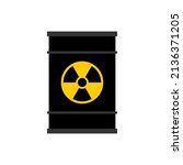 Radioactive Waste Barrel Icon with Nuclear Hazard Ionizing Radiation Trefoil Sign. Vector Image.