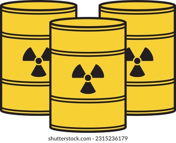 Radioactive Waste Barrel, toxic nuclear waste flat icon illustration.