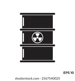 radioactive waste bin flat icon vector