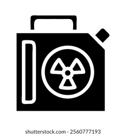 Radioactive waste canister icon. Concept of nuclear energy, pollution, and danger.