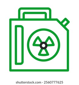 Radioactive waste canister icon. Concept of nuclear energy, pollution, and danger.