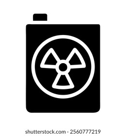 Radioactive waste container icon. Concept of nuclear energy, danger, and pollution.