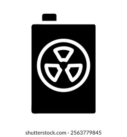 Radioactive waste container icon. Concept of pollution, danger, and toxicity.