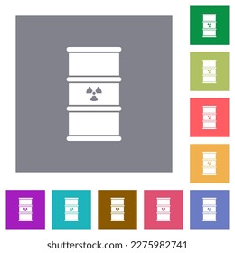 Iconos planos de desperdicios radiactivos con fondo cuadrado de color sencillo