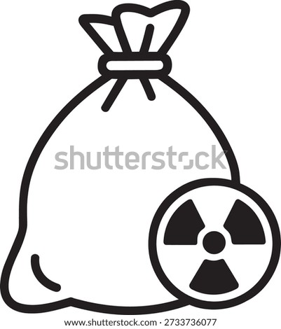 Radioactive waste garbage bag line icon vector illustration