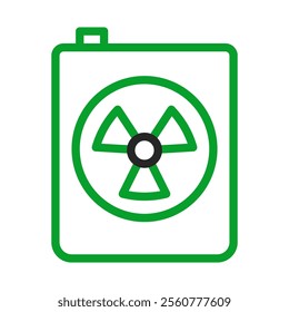 Radioactive waste icon. Concept of nuclear energy, pollution, and danger.