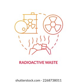 Radioactive waste red gradient concept icon. Toxic pollution of environment. Nuclear event cause abstract idea thin line illustration. Isolated outline drawing. Myriad Pro-Bold font used
