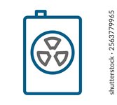 Radioactive waste storage container icon. Concept of nuclear energy, pollution, and danger.