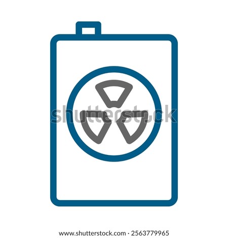 Radioactive waste storage container icon. Concept of nuclear energy, pollution, and danger.