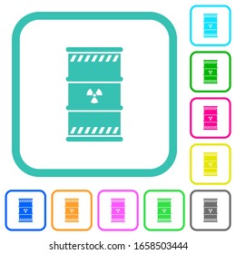 Radioactive waste vivid colored flat icons in curved borders on white background